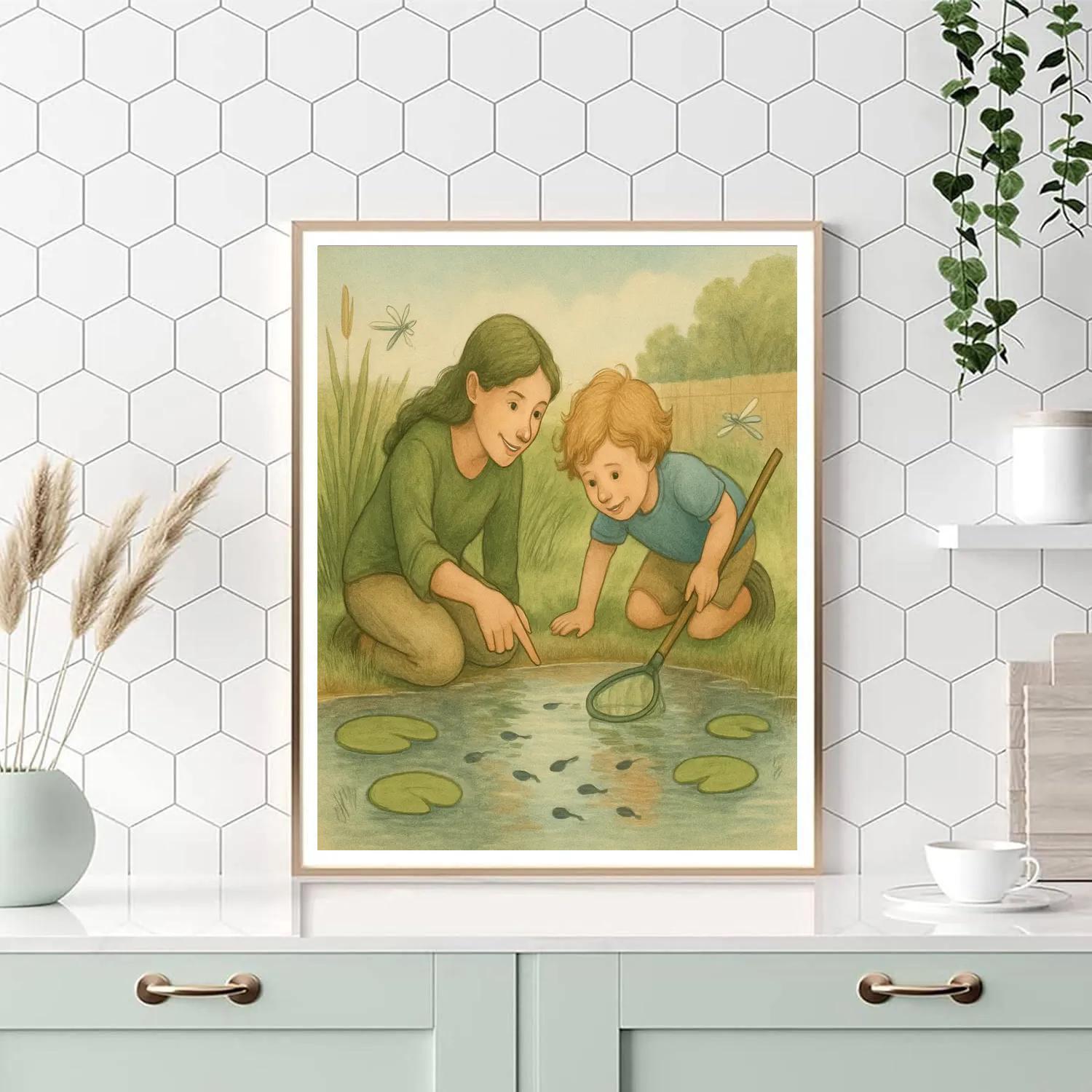 Backyard Pond Frogs Exploration DIY paint by numbers