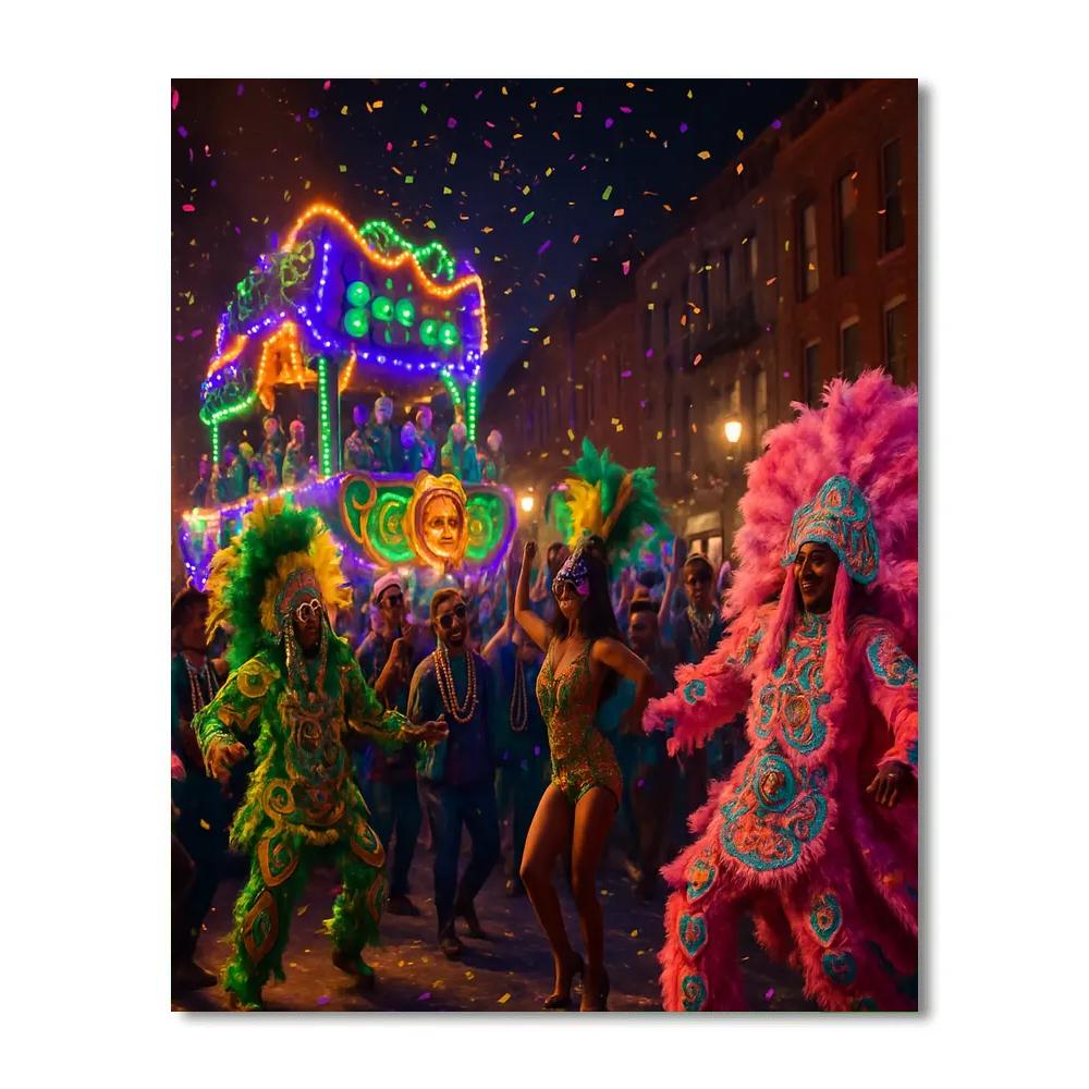 Mardi Gras Night Parade In New Orleans Paint by numbers art