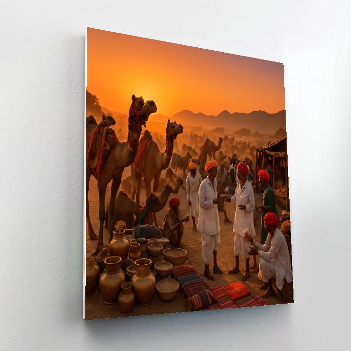 Pushkar Camel Fair Desert Sunset Paint by numbers art