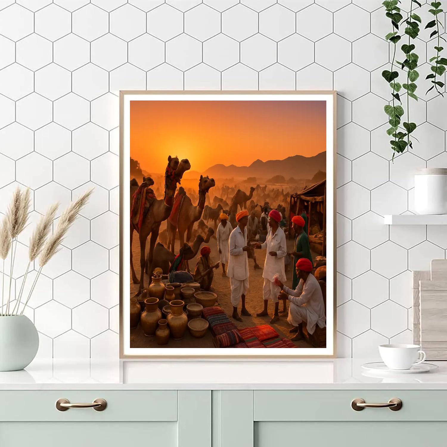 Pushkar Camel Fair Desert Sunset Paint by numbers art