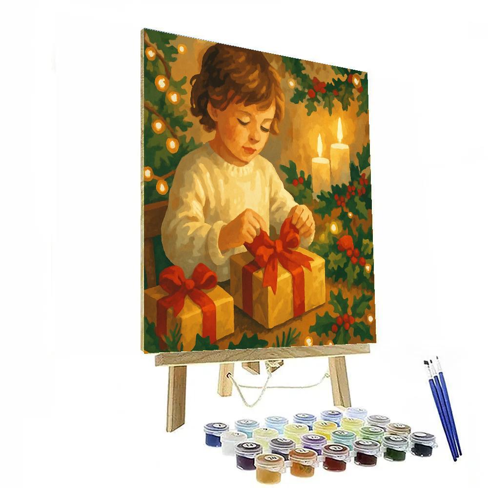 Glowing Garland Giftwrap paint by number