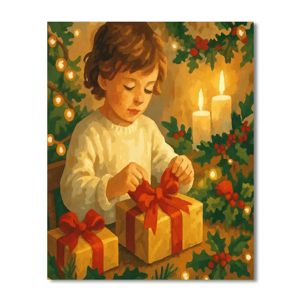 Glowing Garland Giftwrap paint by number