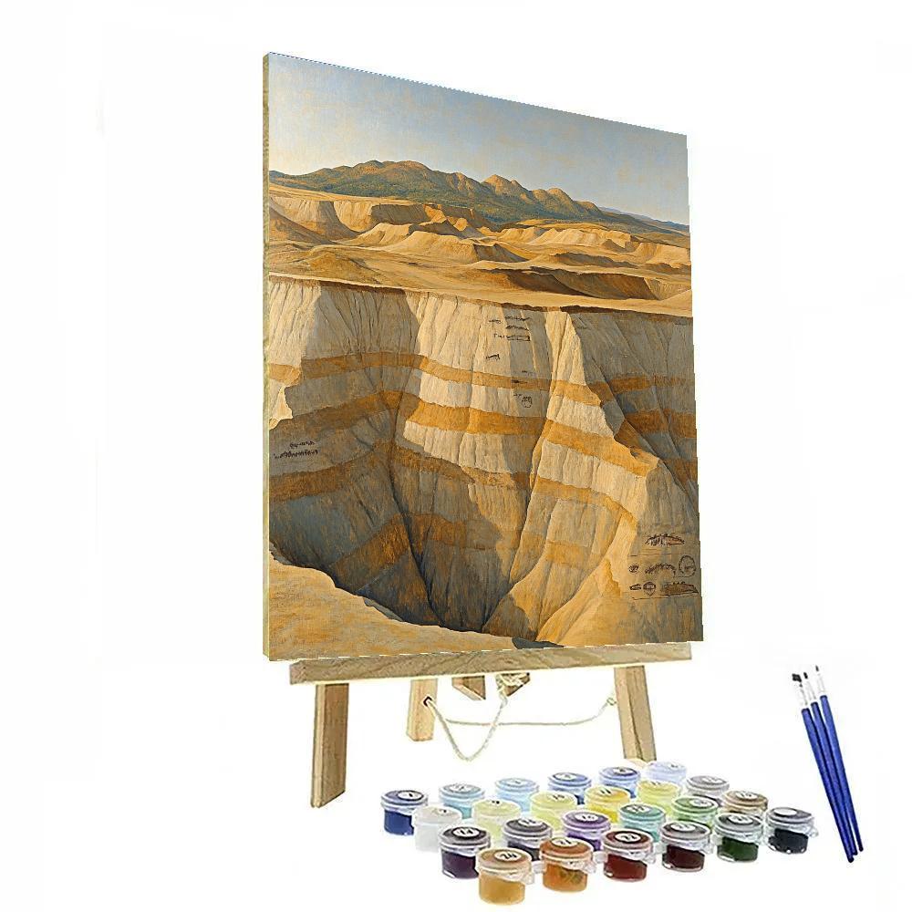 Leonardo Da Vinci Inspired Fossilized Desert Landscape Number painting