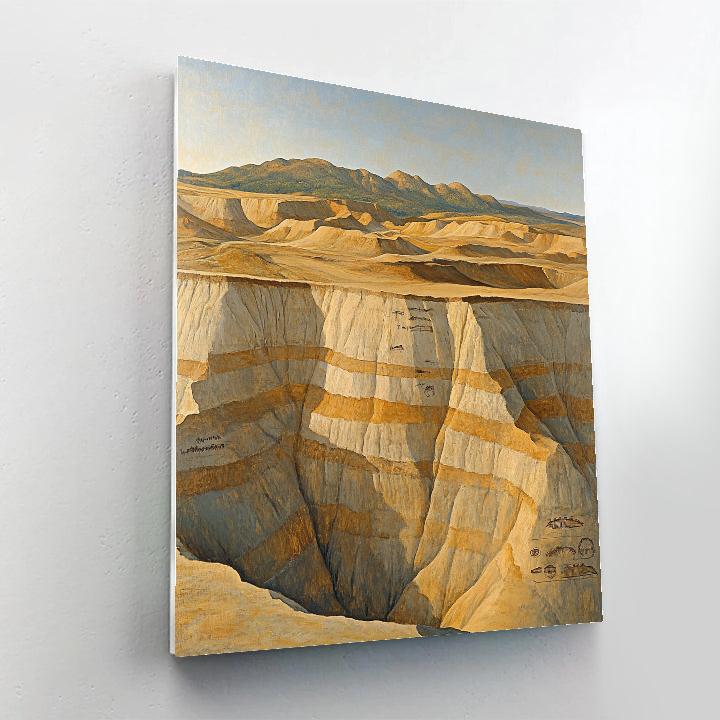 Leonardo Da Vinci Inspired Fossilized Desert Landscape Number painting