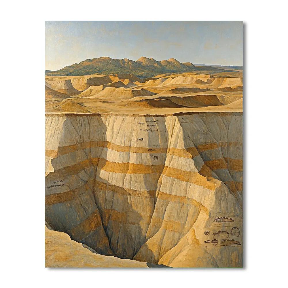 Leonardo Da Vinci Inspired Fossilized Desert Landscape Number painting