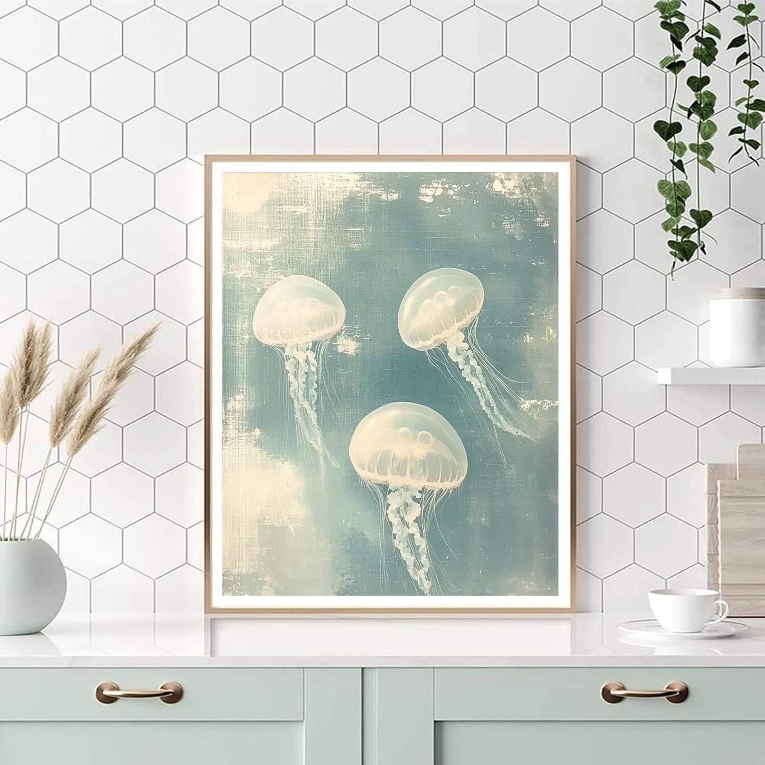 Leonardo Da Vinci Inspired Oceanic Jellyfish Study paint by numbers
