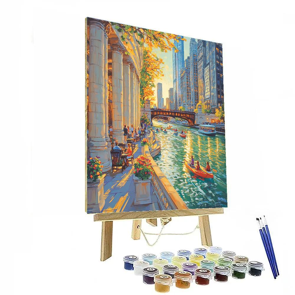 Chicago Riverwalk Afternoon Chicago United States Number painting