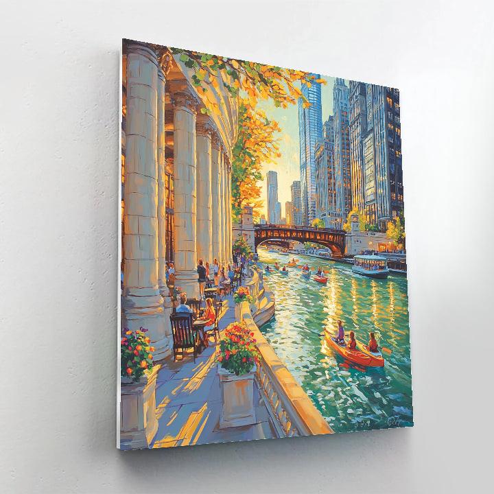 Chicago Riverwalk Afternoon Chicago United States Number painting