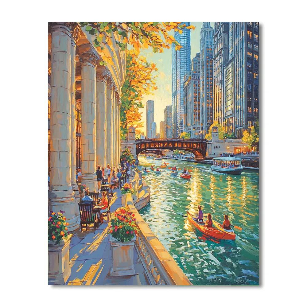 Chicago Riverwalk Afternoon Chicago United States Number painting