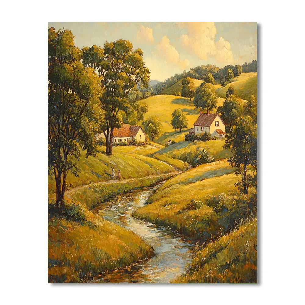 Giorgione Inspired Pastoral Landscape painting number kit