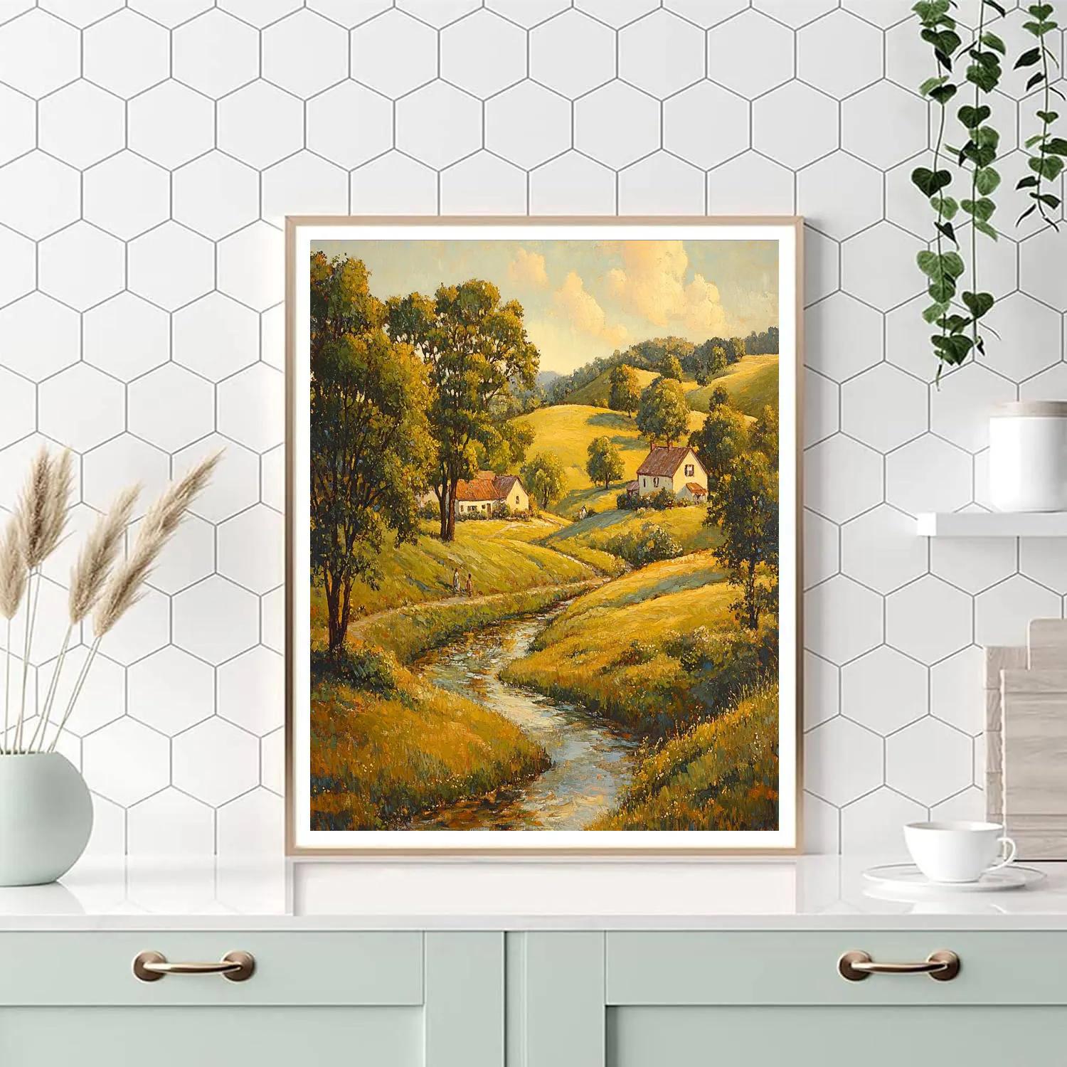 Giorgione Inspired Pastoral Landscape painting number kit