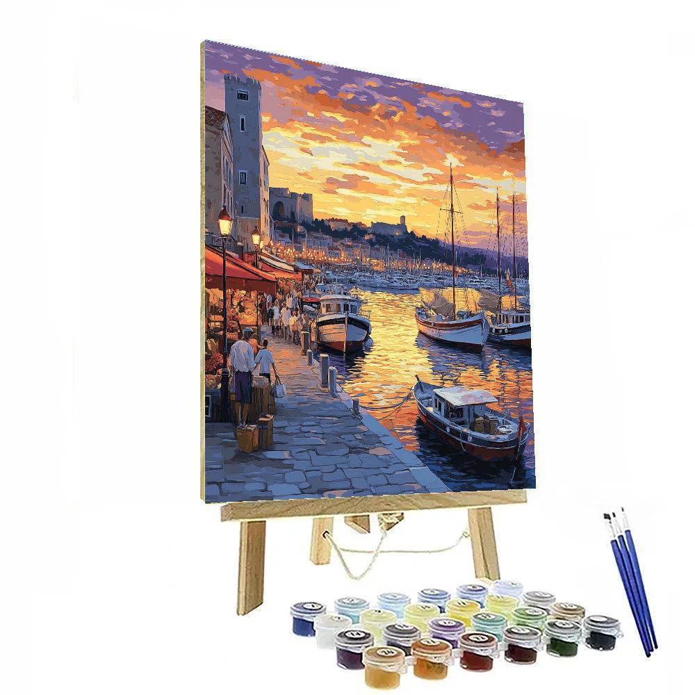 Old Port Of Marseille Sunset Marseille France paint by number