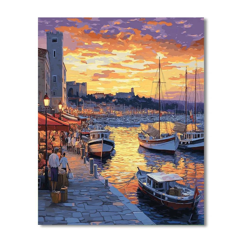 Old Port Of Marseille Sunset Marseille France paint by number