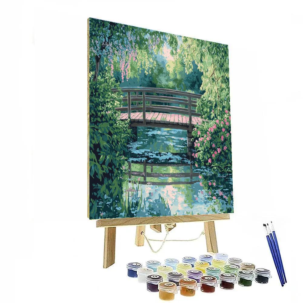 Claude Monet Inspired Giverny Bridge Afternoon Shower Number painting