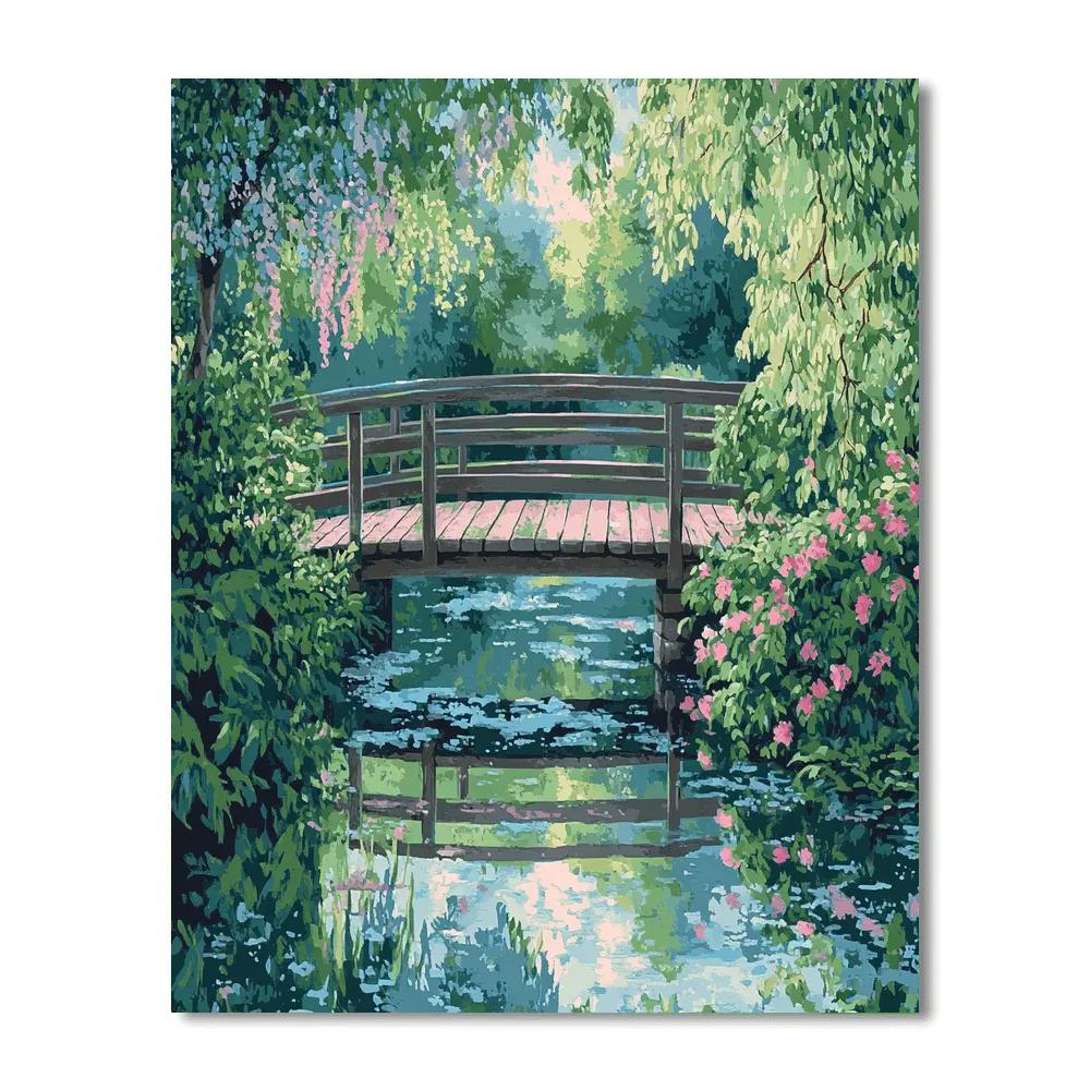 Claude Monet Inspired Giverny Bridge Afternoon Shower Number painting