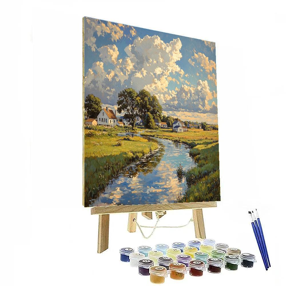 John Constable Inspired Village By The River Painting by numbers kit