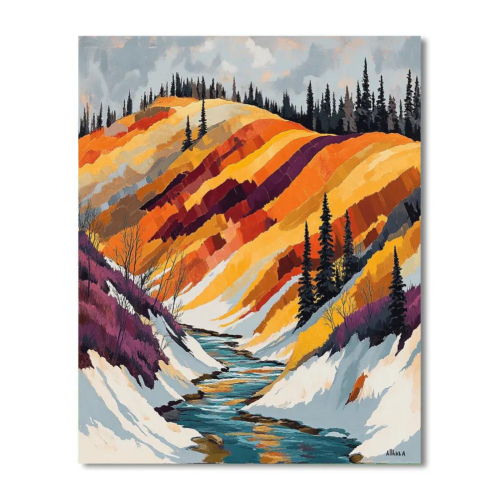 A.Y. Jackson Inspired Algoma Autumn Rill paint by color