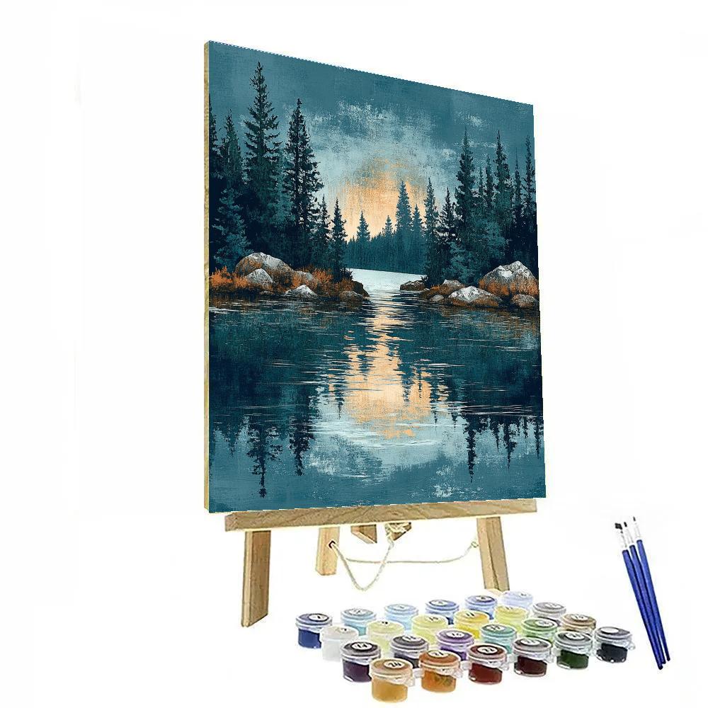 Arthur Lismer Inspired Twilight Spruce Reflections Paint by numbers kits