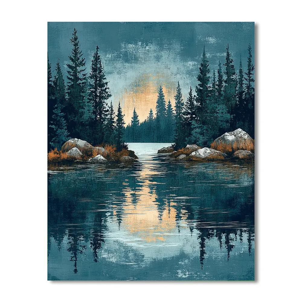 Arthur Lismer Inspired Twilight Spruce Reflections Paint by numbers kits