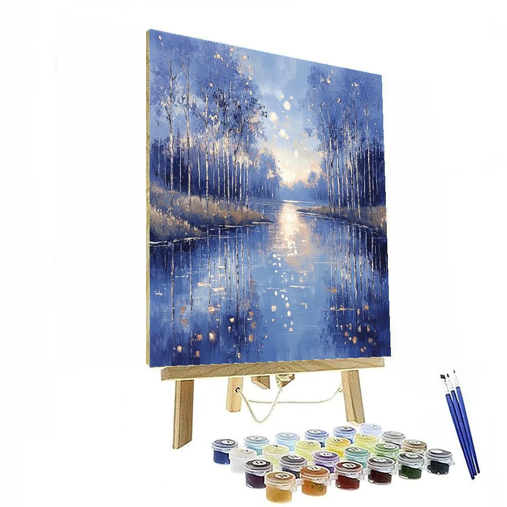 Claude Monet Inspired River Poplar Twilight Paint by numbers kits