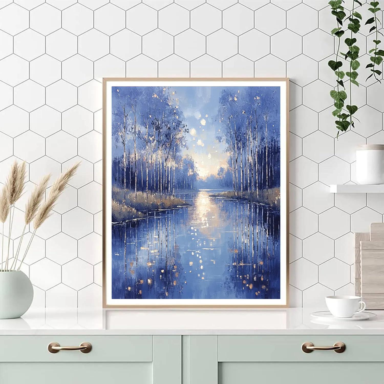 Claude Monet Inspired River Poplar Twilight Paint by numbers kits