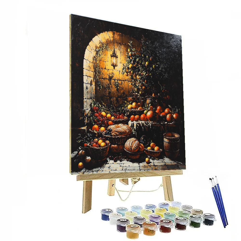 Caravaggio Inspired Dramatic Market Scene paint by number