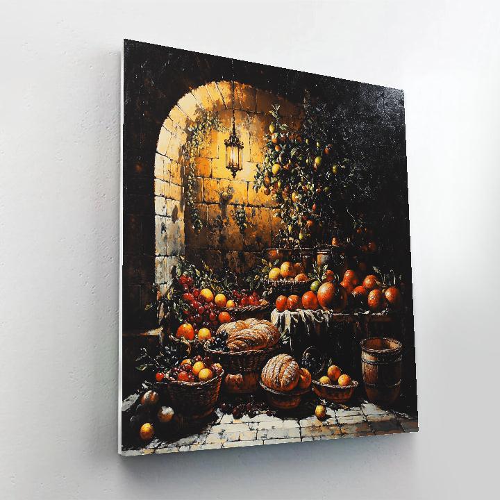 Caravaggio Inspired Dramatic Market Scene paint by number