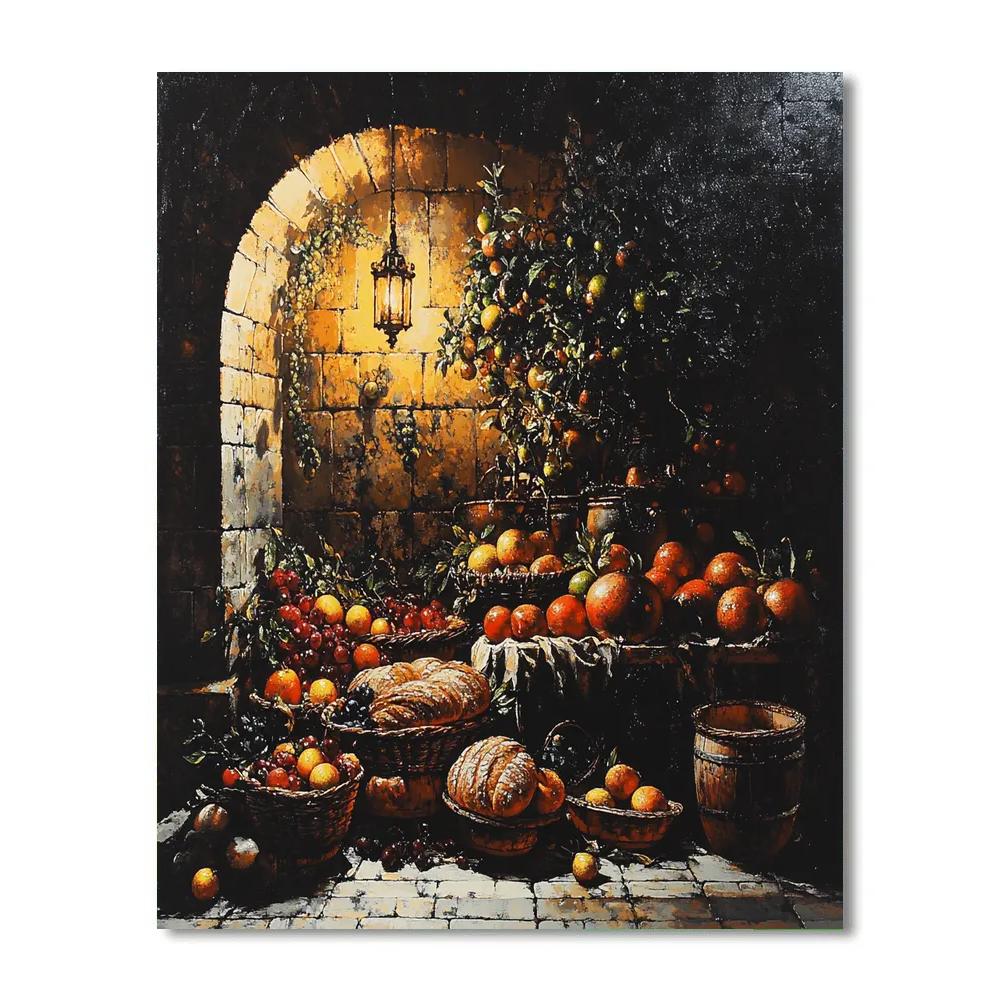 Caravaggio Inspired Dramatic Market Scene paint by number