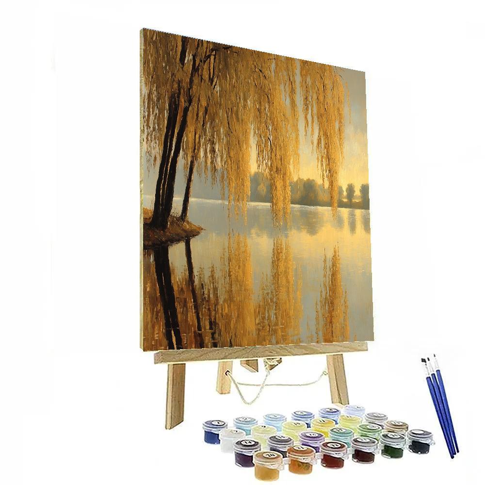 Claude Monet Inspired Autumn Willow Reflections Painting by numbers kit
