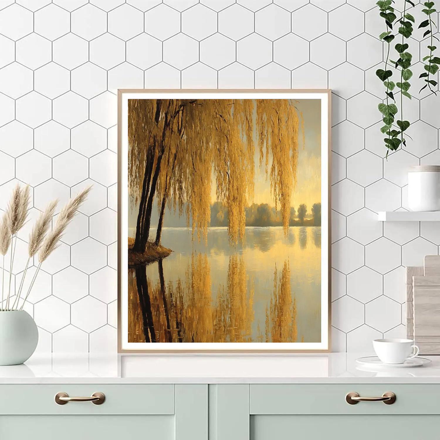 Claude Monet Inspired Autumn Willow Reflections Painting by numbers kit