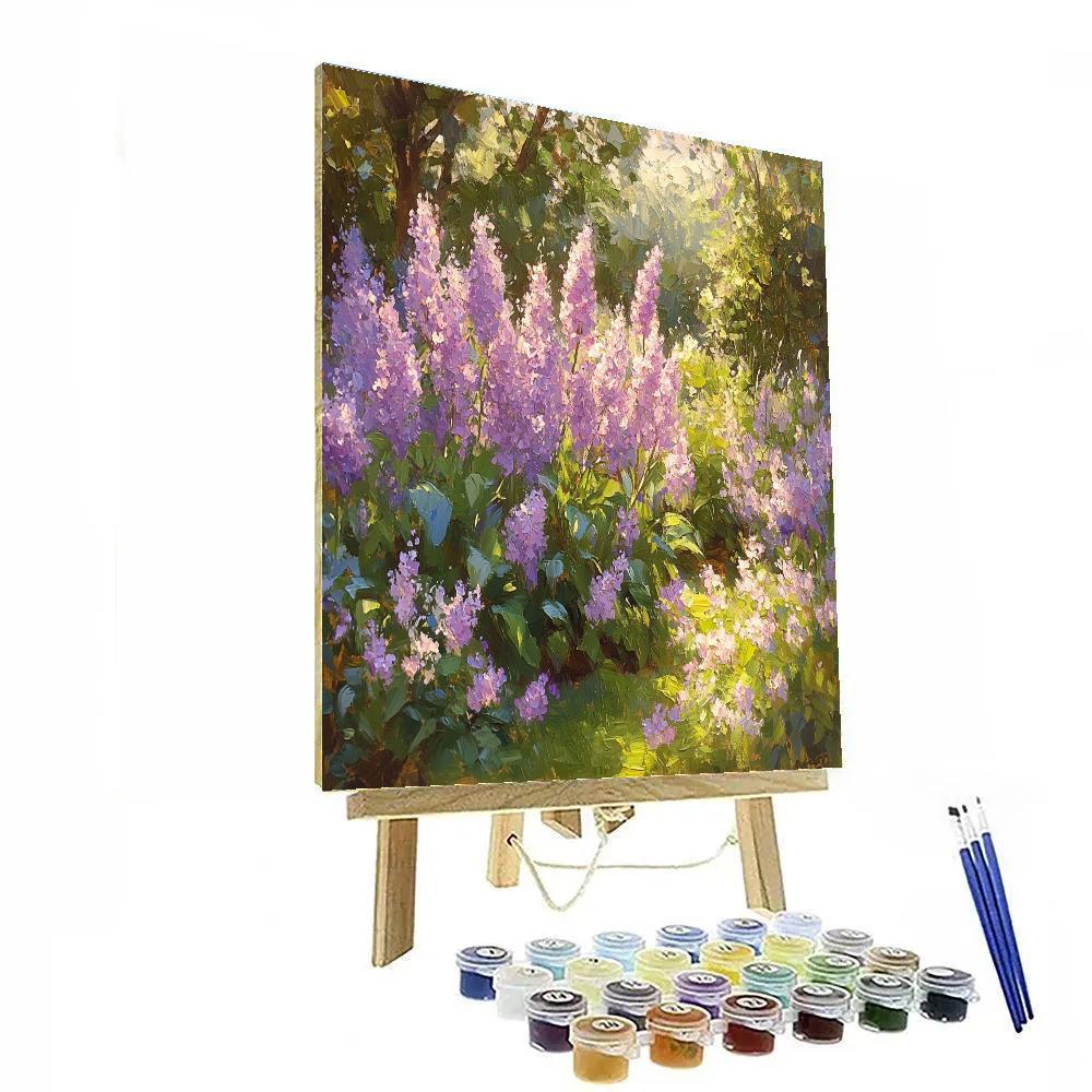 Claude Monet Inspired Springtime Lilac Garden Glow Numbered painting kits