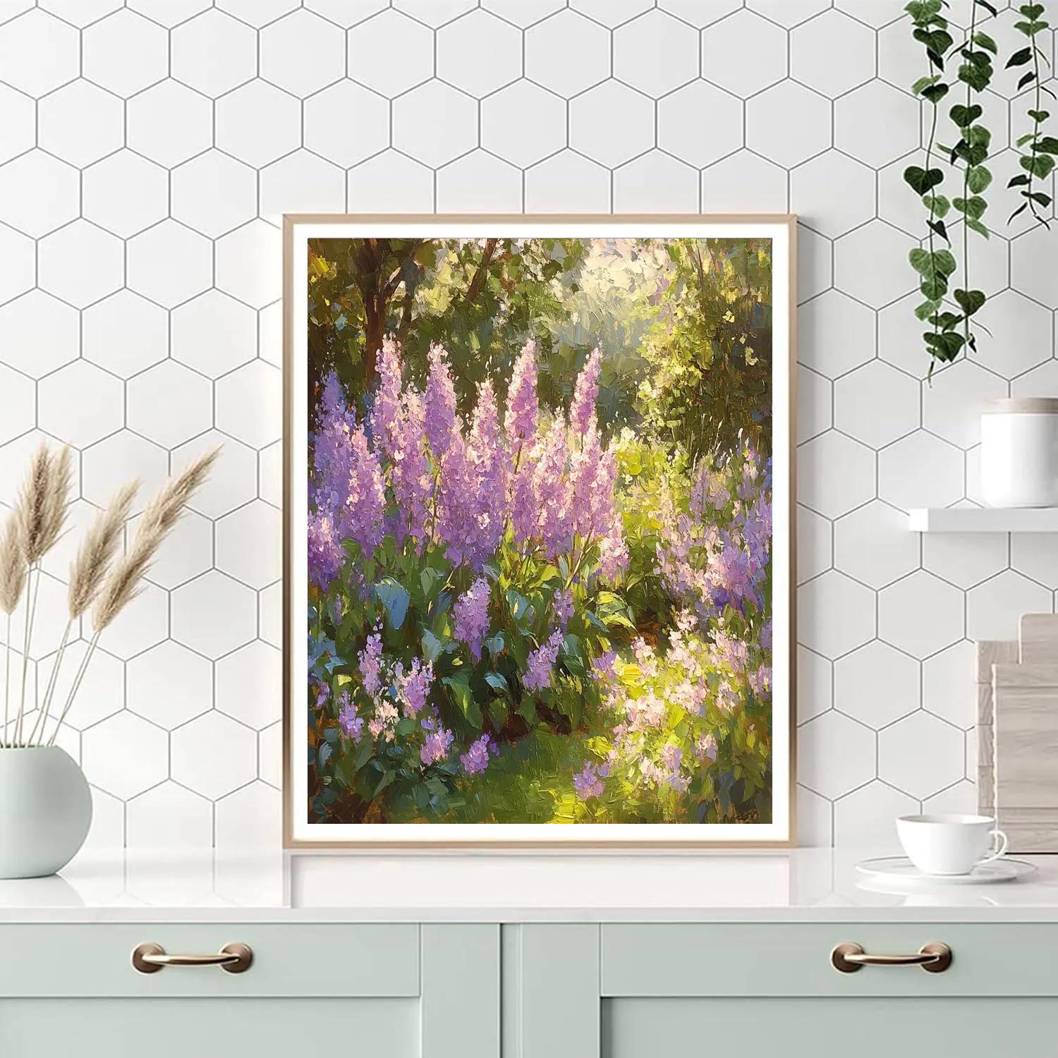Claude Monet Inspired Springtime Lilac Garden Glow Numbered painting kits