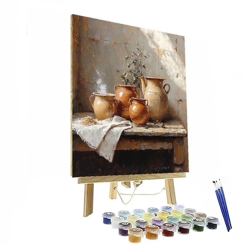 Diego Velázquez Inspired Earthenware And Copper Still Life paint by color