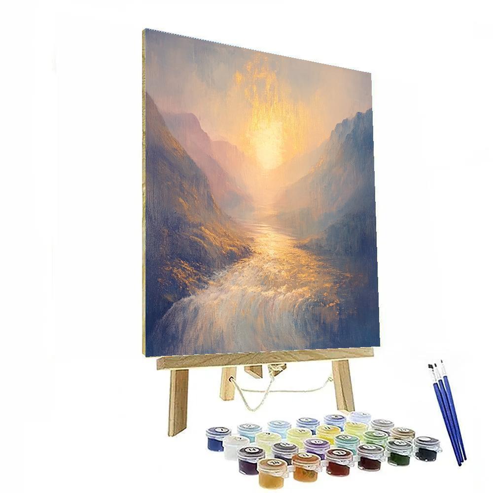 Turner Inspired Mountain River At Sunrise Paint by numbers art