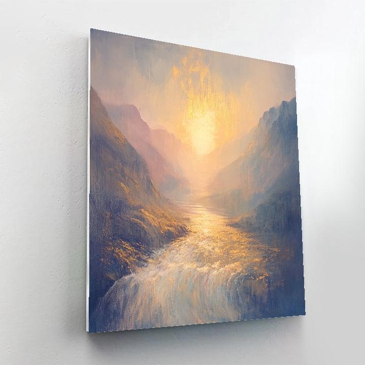 Turner Inspired Mountain River At Sunrise Paint by numbers art