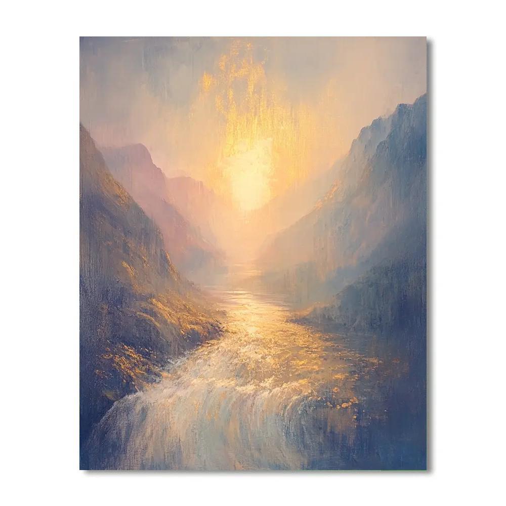 Turner Inspired Mountain River At Sunrise Paint by numbers art