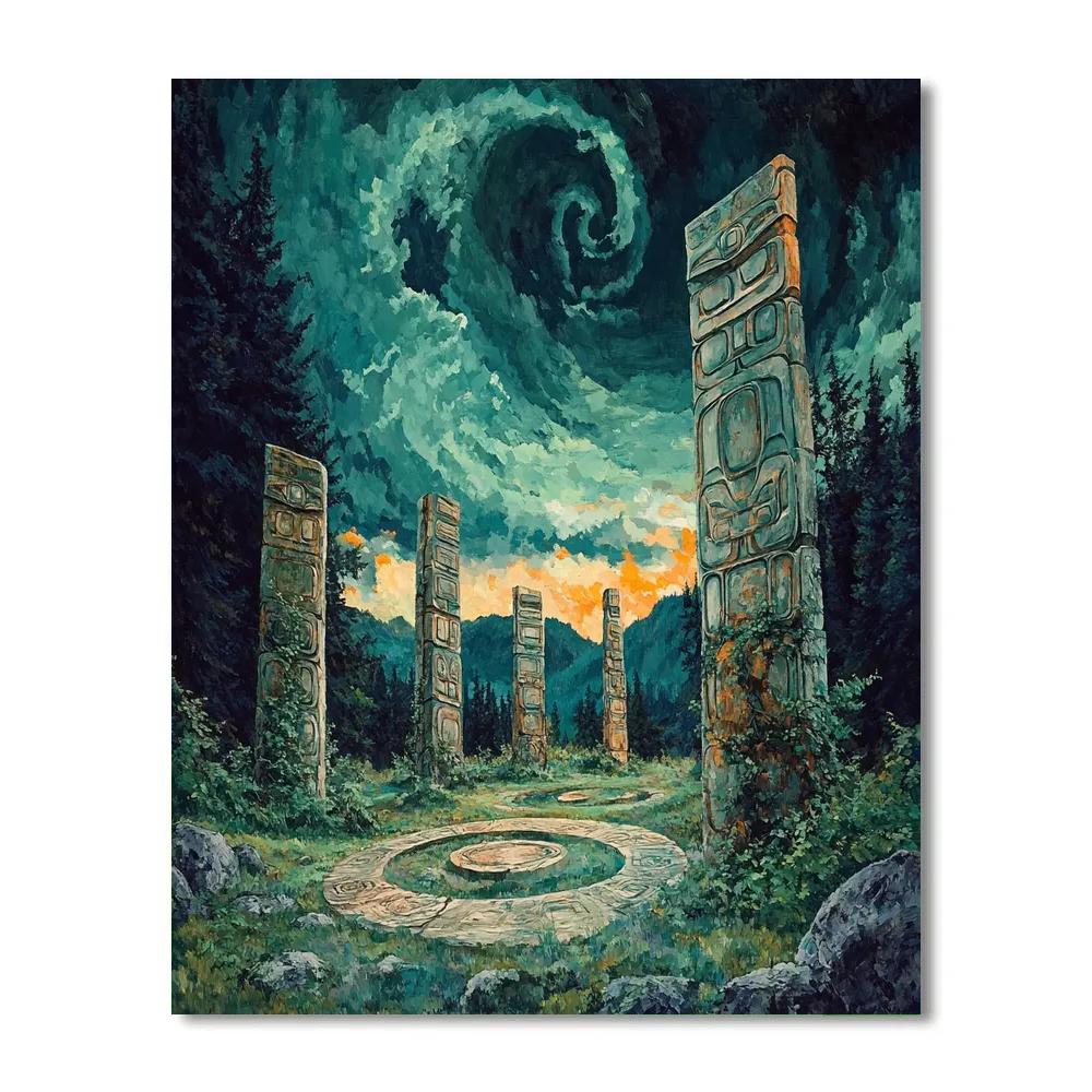 Emily Carr Inspired Totem Grove Reverie paint by numbers
