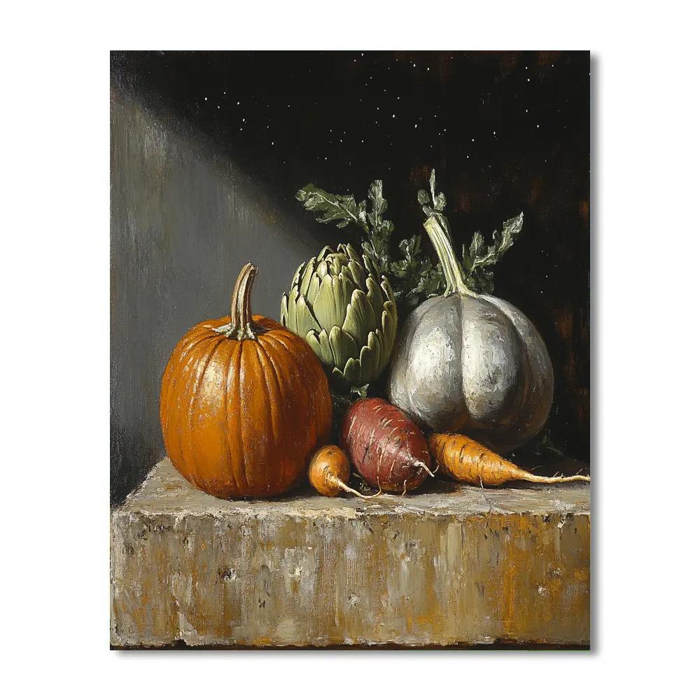Diego Velázquez Inspired Market Vegetables On Earthen Plinth Paint by numbers art