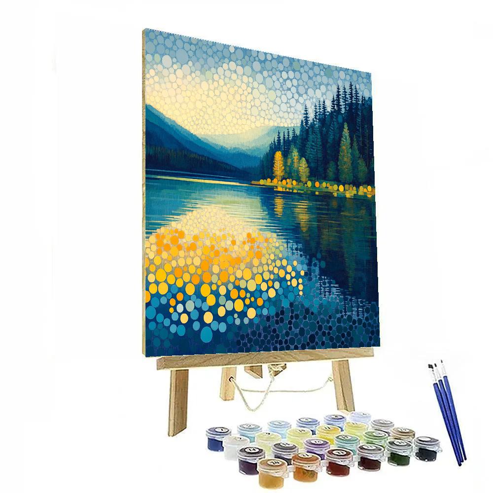 Seurat Inspired Sunlit Lake Number painting