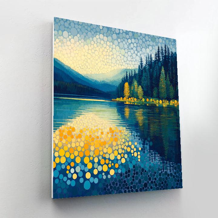 Seurat Inspired Sunlit Lake Number painting