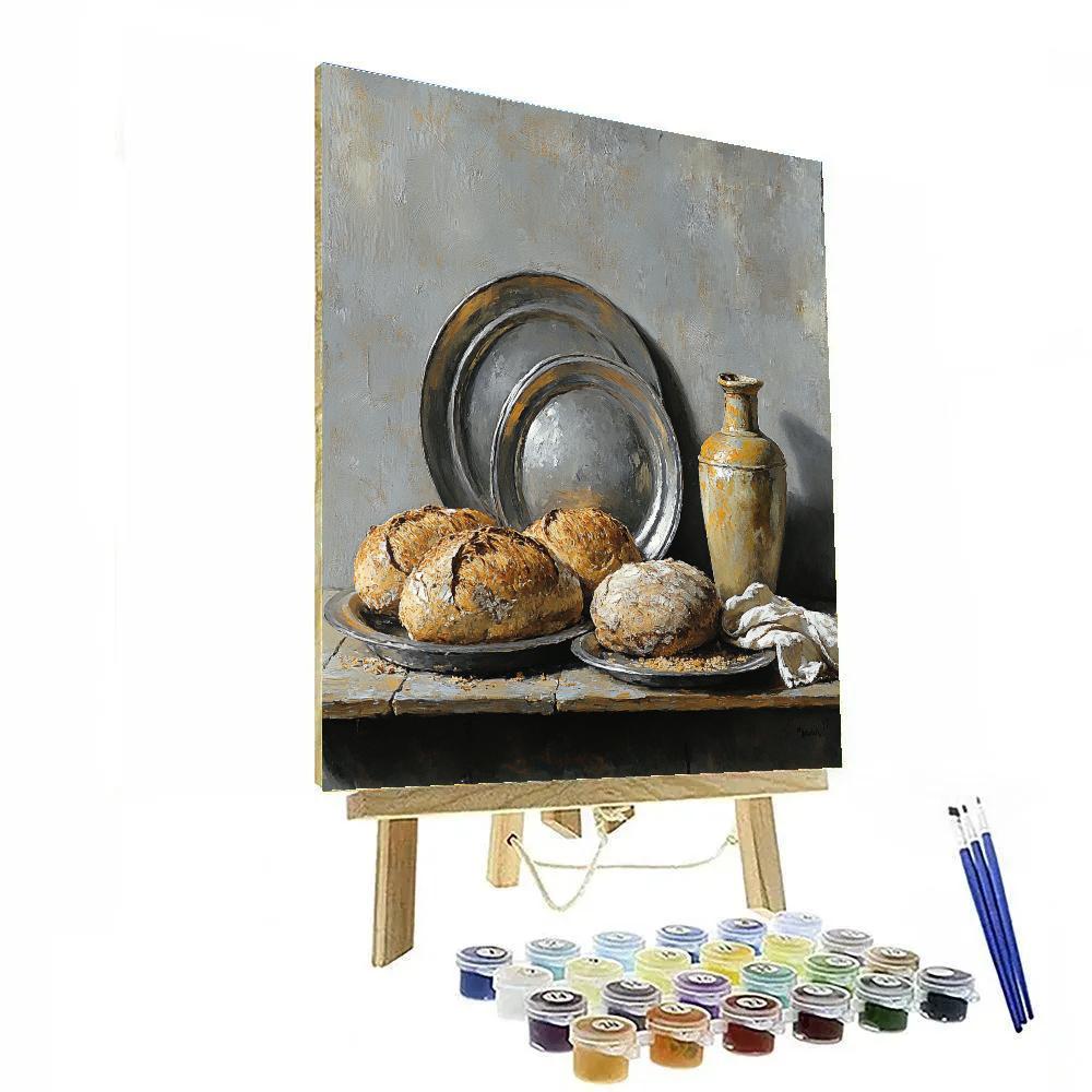 Diego Velázquez Inspired Pewter Plates And Loaves Composition paint by number