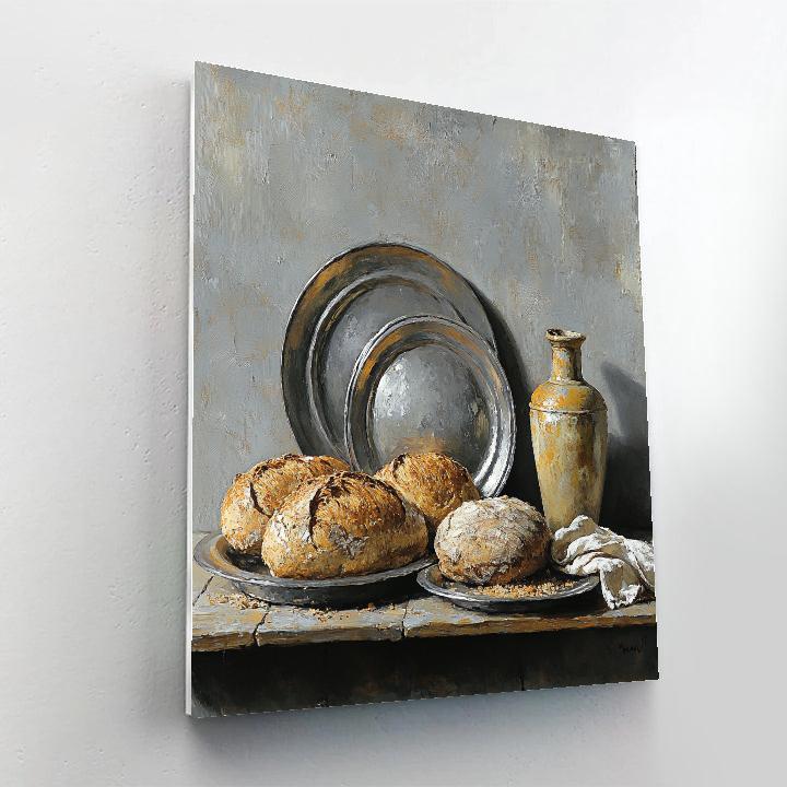 Diego Velázquez Inspired Pewter Plates And Loaves Composition paint by number