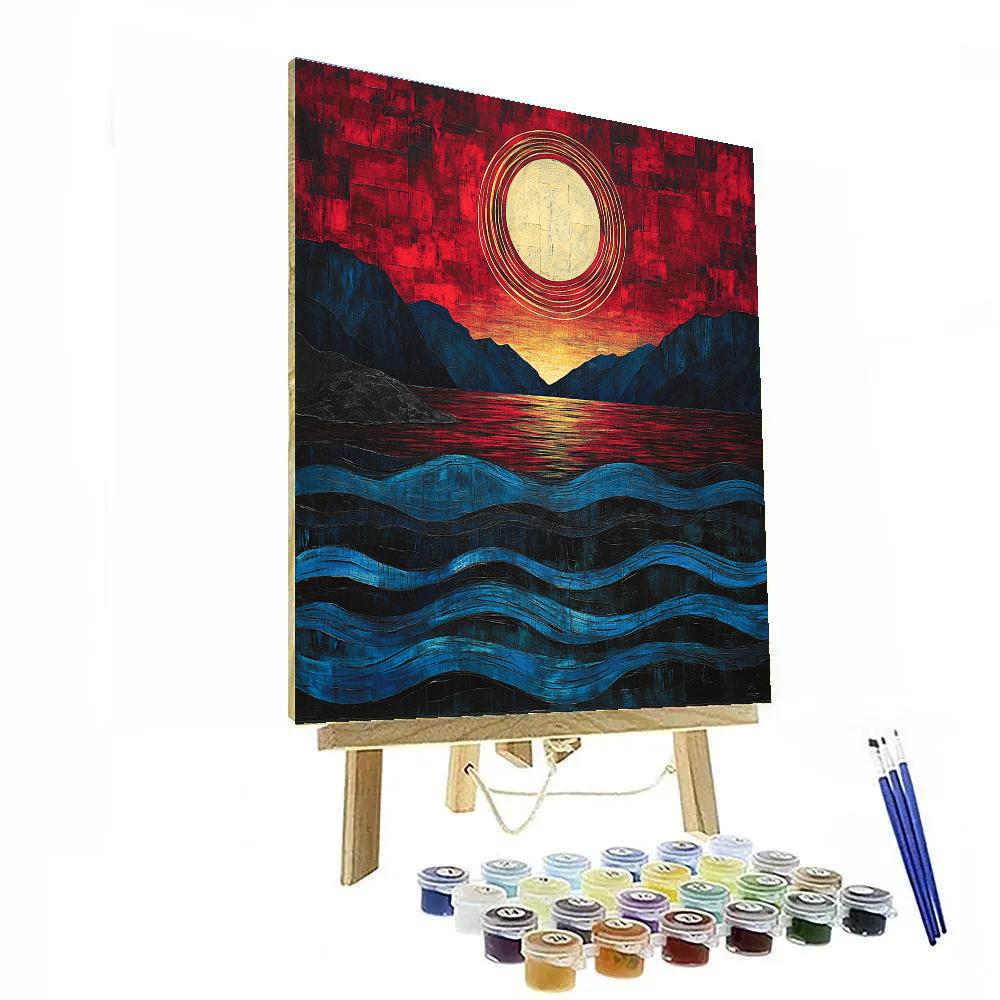 Edvard Munch Inspired Cosmic Tide Over Fjord paint by numbers