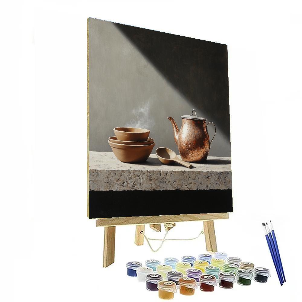 Diego Velázquez Inspired Copper Kettle And Clay Bowls Ensemble Number painting
