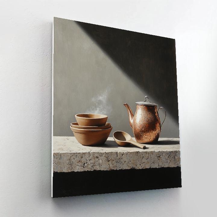 Diego Velázquez Inspired Copper Kettle And Clay Bowls Ensemble Number painting