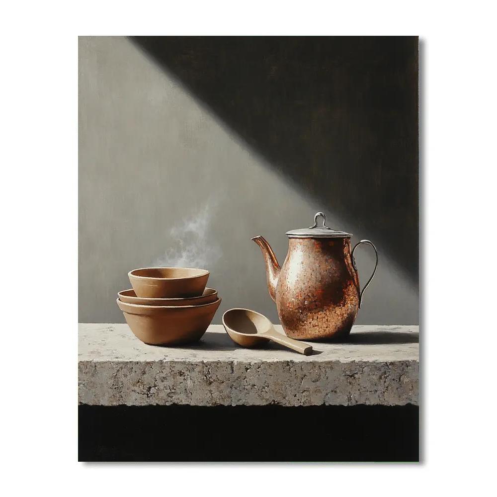 Diego Velázquez Inspired Copper Kettle And Clay Bowls Ensemble Number painting