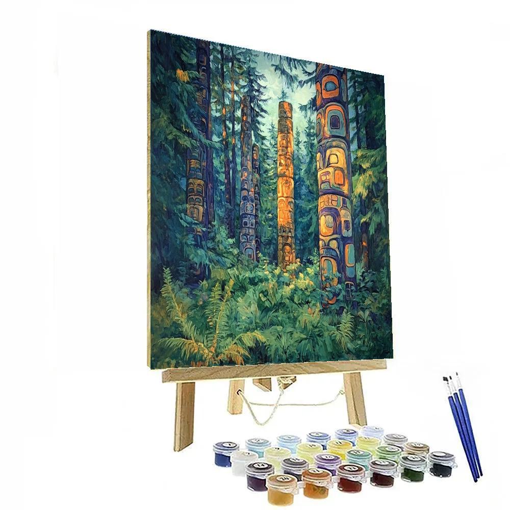 Emily Carr Inspired Ancient Totem Forest Numbered painting kits