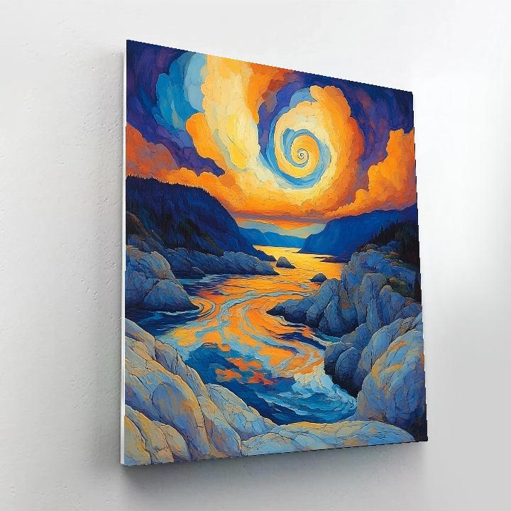 Edvard Munch Inspired Swirling Twilight Fjords DIY paint by numbers
