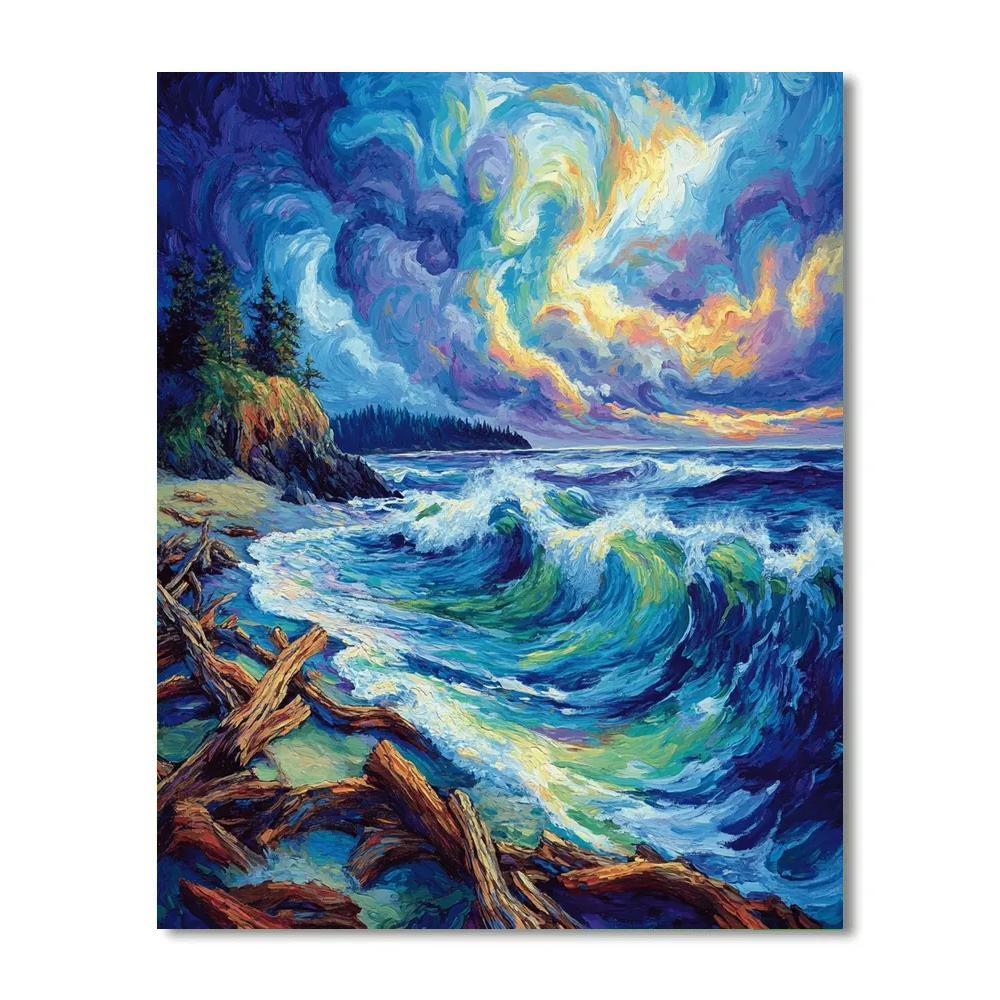 Emily Carr Inspired Coastal Storm Reverie paint by numbers