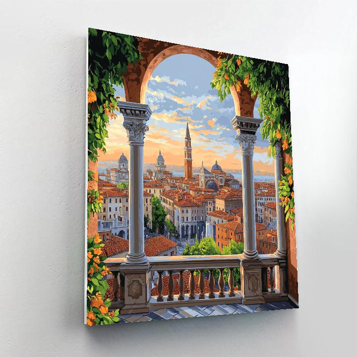 Leonardo Da Vinci Inspired Renaissance Cityscape paint by numbers